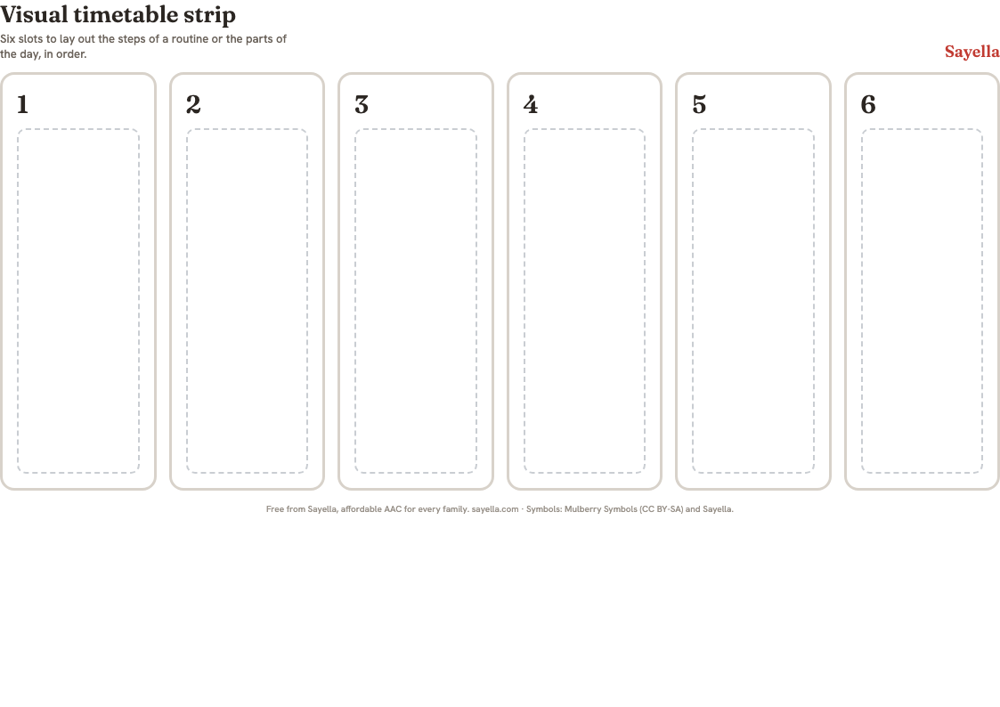 Preview of the Visual timetable strip printable